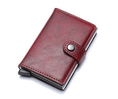 RFID Anti-theft Men Vintage Wallet Aluminum Metal Purse Leather Cover Sale