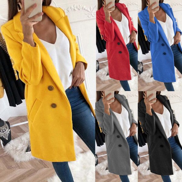 Medium long button wool coat Online Hot Sale