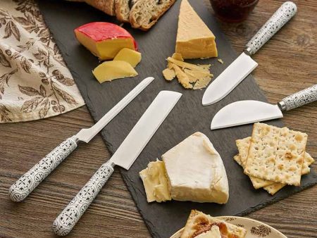 Set of 4 Tiles Cheese Knives For Sale