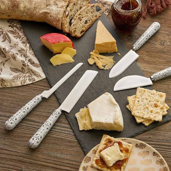 Set of 4 Tiles Cheese Knives For Sale