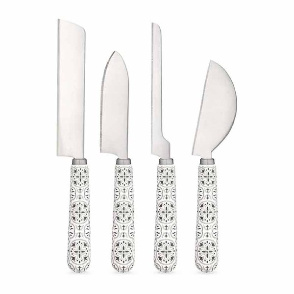 Set of 4 Tiles Cheese Knives For Sale