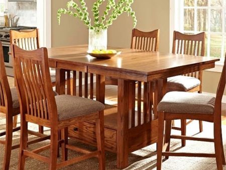 Bowery Hill Extendable Dining Table in Mission Oak For Sale