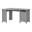 55  Wood Adjustable Shelf Corner Desk with Storage in Cape Cod Gray Discount