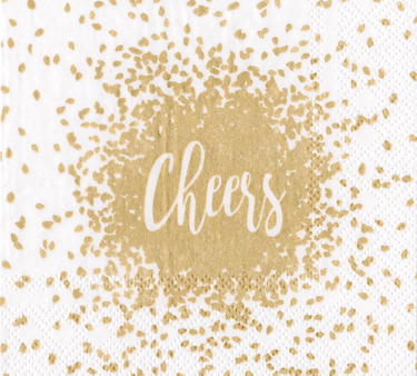 Cheers Gold Paper Beverage Napkins on Sale